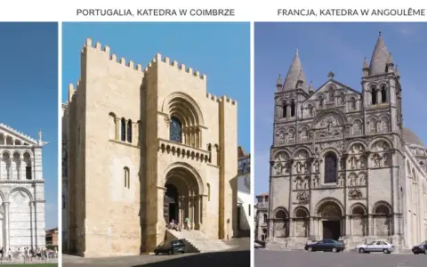 Cztery katedry w stylu romańskim: w Pizie, Coimbrze, Angoulême i Limburgu.