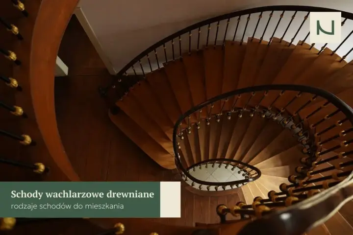 Eleganckie schody wachlarzowe drewniane, z ozdobną balustradą, tworzą piękny element wnętrza.