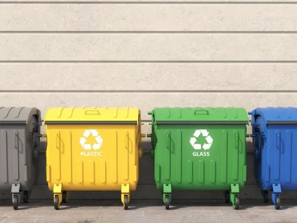 Segregacja śmieci w bloku to obowiązek. Kara za niesegregowanie śmieci może być dotkliwa. Oto kosze na plastik i szkło.