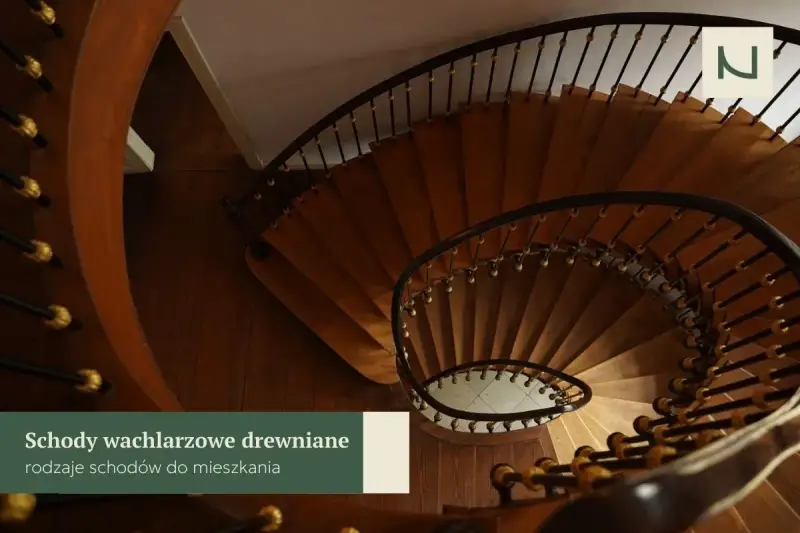 Eleganckie schody wachlarzowe drewniane, z ozdobną balustradą, tworzą piękny element wnętrza.